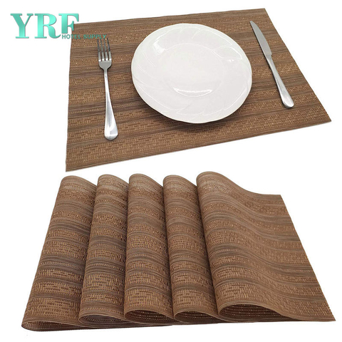 Tapis de table rectangulaires en PVC anti-taches et anti-décoloration pour hôtel, marron et crème