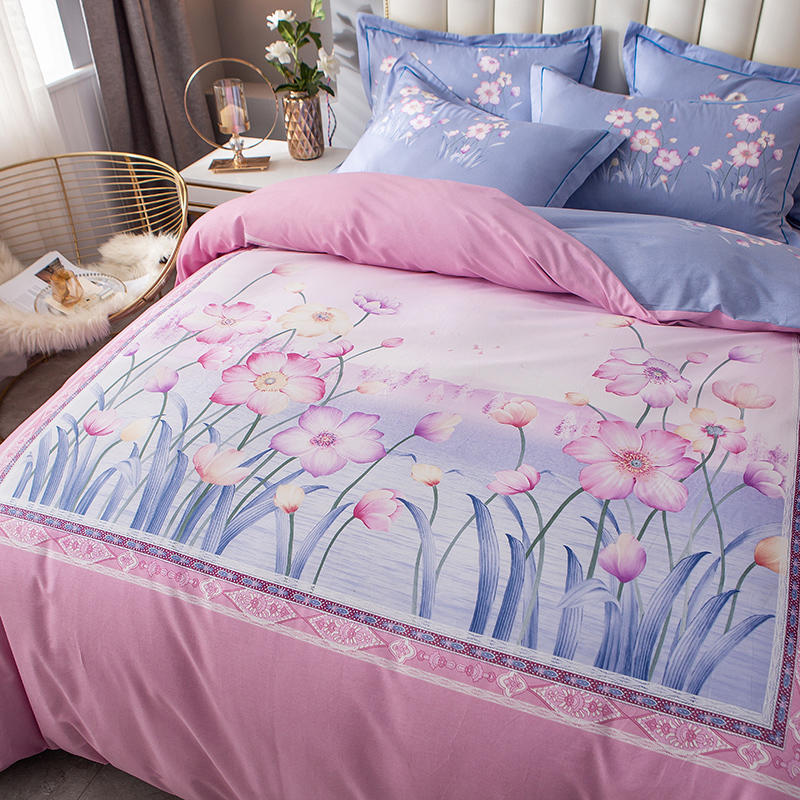 Coton de décoration à la maison imprimé confortable pour l'ensemble de drap de lit double