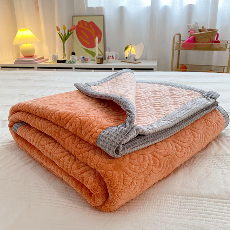 Couvre-lit de décoration de la maison Soft Queen Size Quilt Set Orange pour l'été