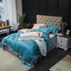 Ensemble de draps de lit de mariage de luxe de meilleure qualité Turquoise confortable 4PCS 100% soie