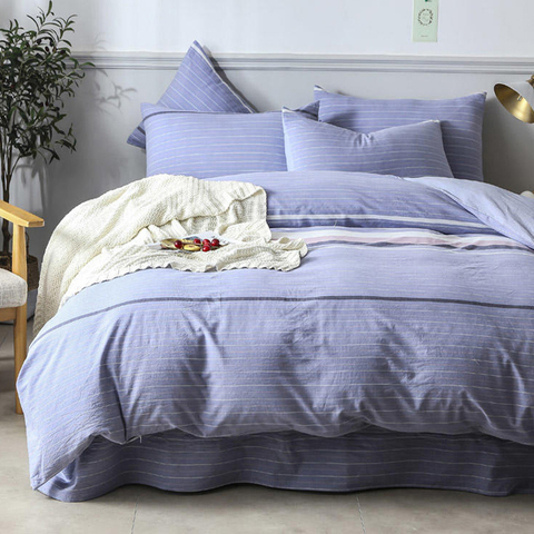 Ensemble de draps de lit en tissu de coton pour appartement, rayures de luxe au design moderne