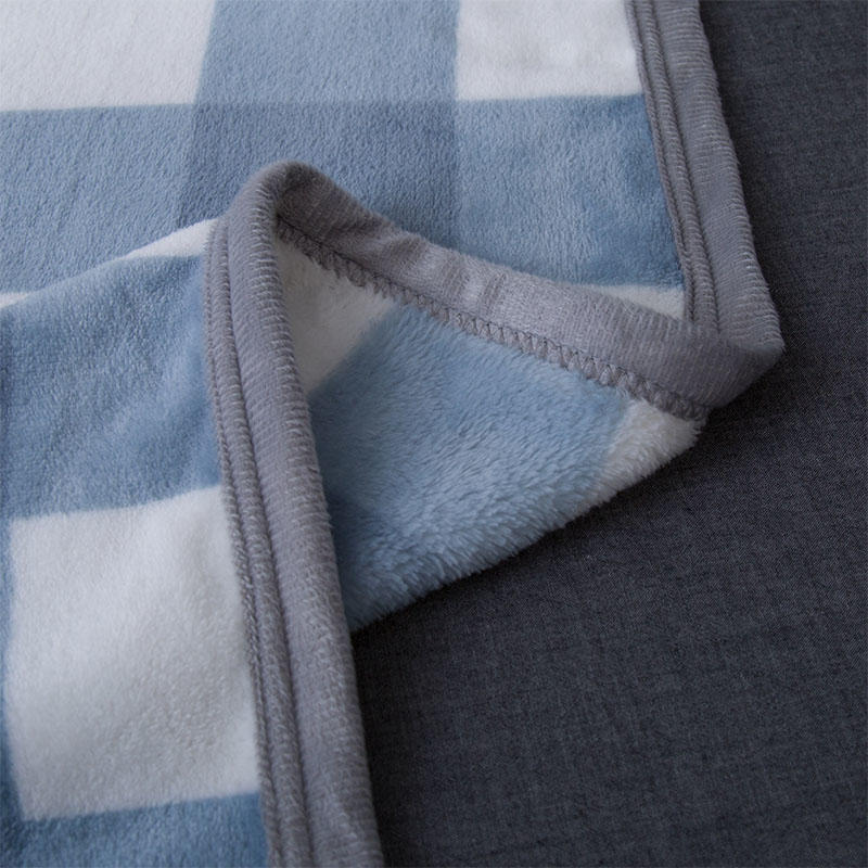 59X78 Pouces Couvertures Confortable En Peluche Bleu Ciel Checker Polyester